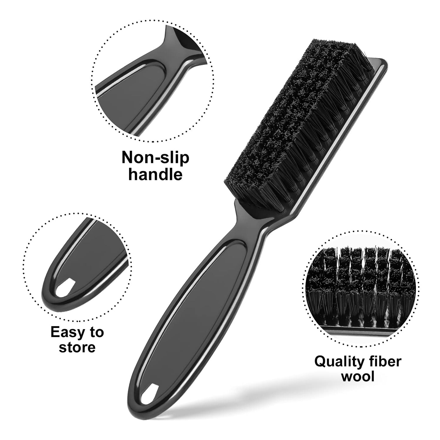 BEAUTURE 6-Piece Barber & Hair Styling Kit - Clipper & Trimmer Cleaning Brushes, Nylon Brush for Men (Black & White)