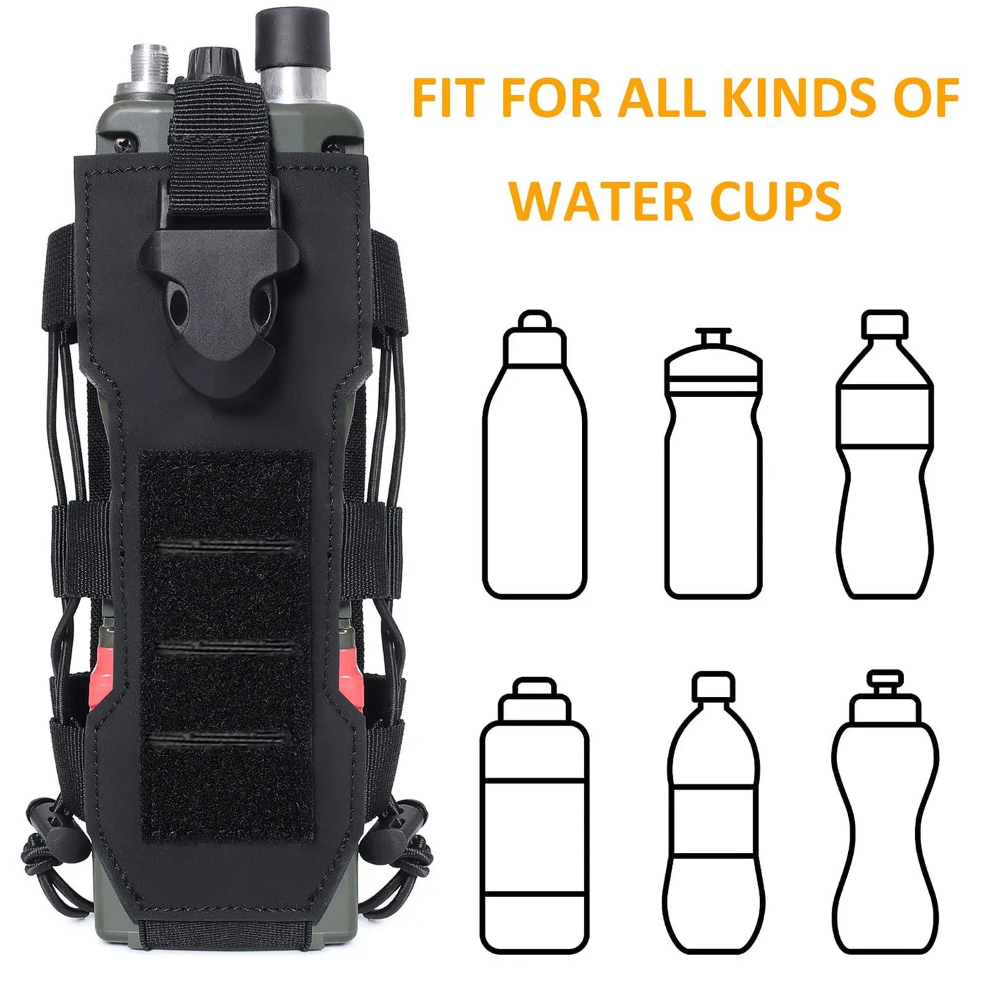 Porte-bouteille d'eau réglable Molle, conception découpée au Laser, pochette de bouteille tactique de 40 oz pour sac à dos, ceinture, support de pochette Radio Molle