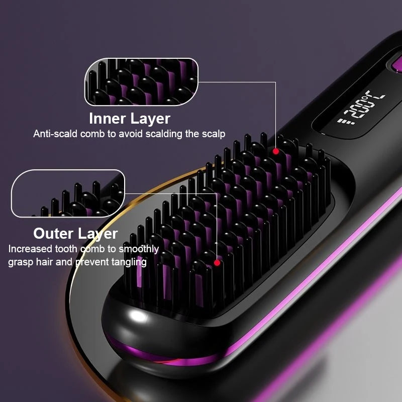 New Design Wireless Hair Straightening Iron Small Household Multi Level Temperature Control Hot Brush Hair Straightener