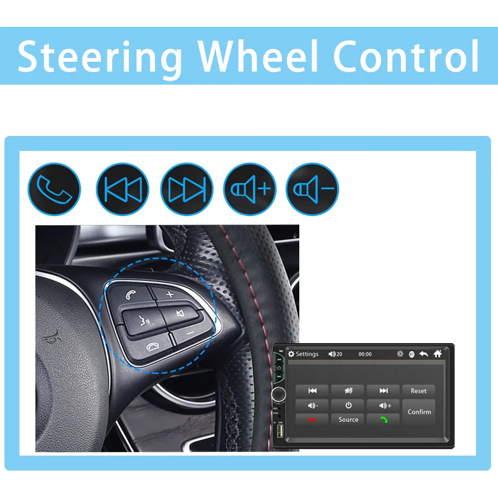 Autoradio à écran tactile HD, lecteur vidéo de voiture, CarPlay sans fil, Android Auto, caméra arrière Bluetooth, 2 Din, haute qualité, 7 pouces