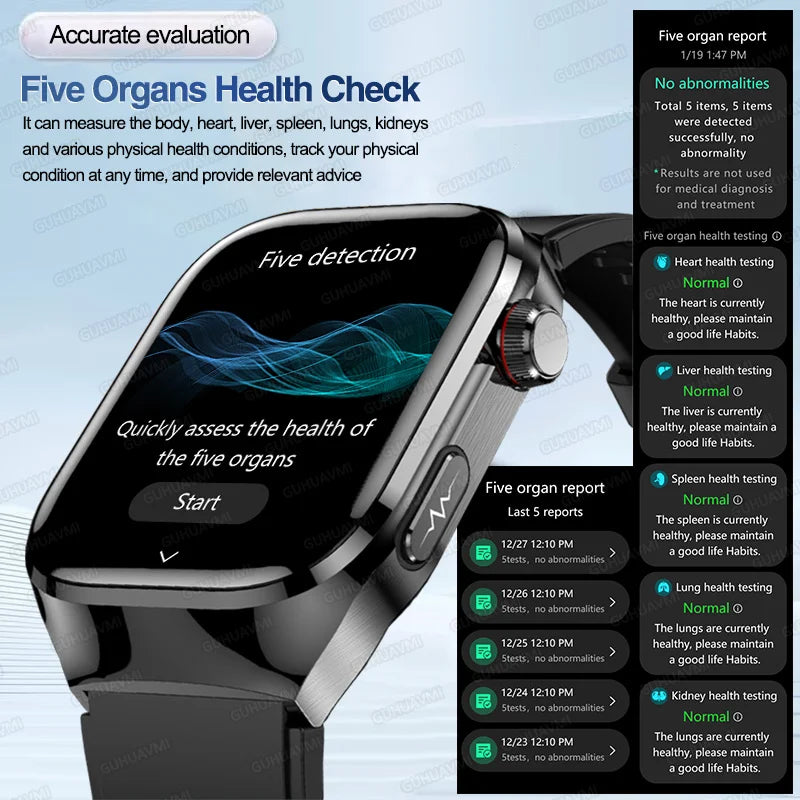 Nouveau ECG examen physique orgue santé Smartwatch hommes pression artérielle acide uricique graisse corporelle montres Bluetooth appel mme montre intelligente