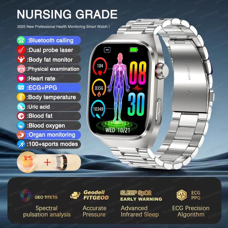 Nouveau ECG examen physique orgue santé Smartwatch hommes pression artérielle acide uricique graisse corporelle montres Bluetooth appel mme montre intelligente