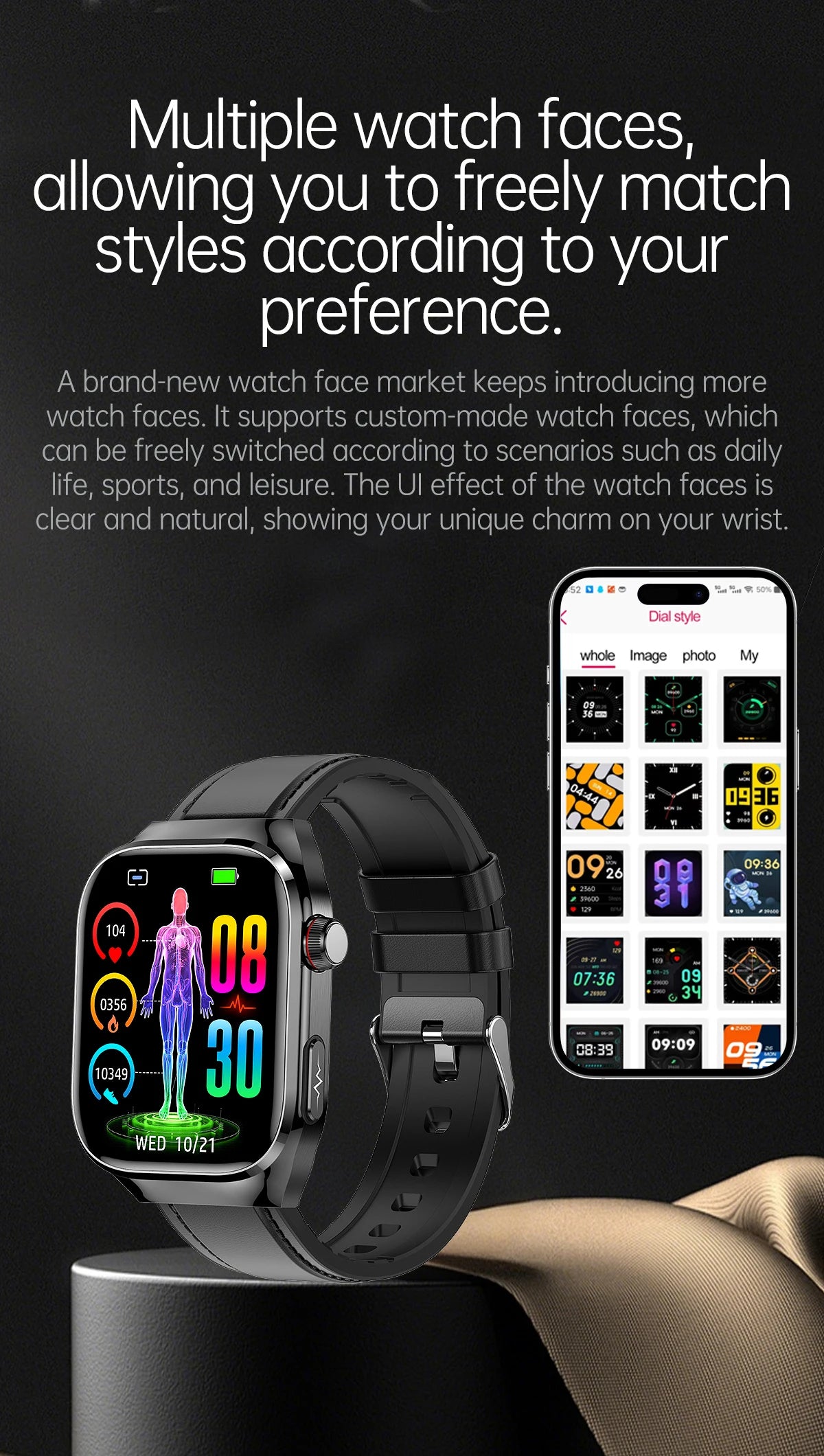 Nouveau ECG examen physique orgue santé Smartwatch hommes pression artérielle acide uricique graisse corporelle montres Bluetooth appel mme montre intelligente