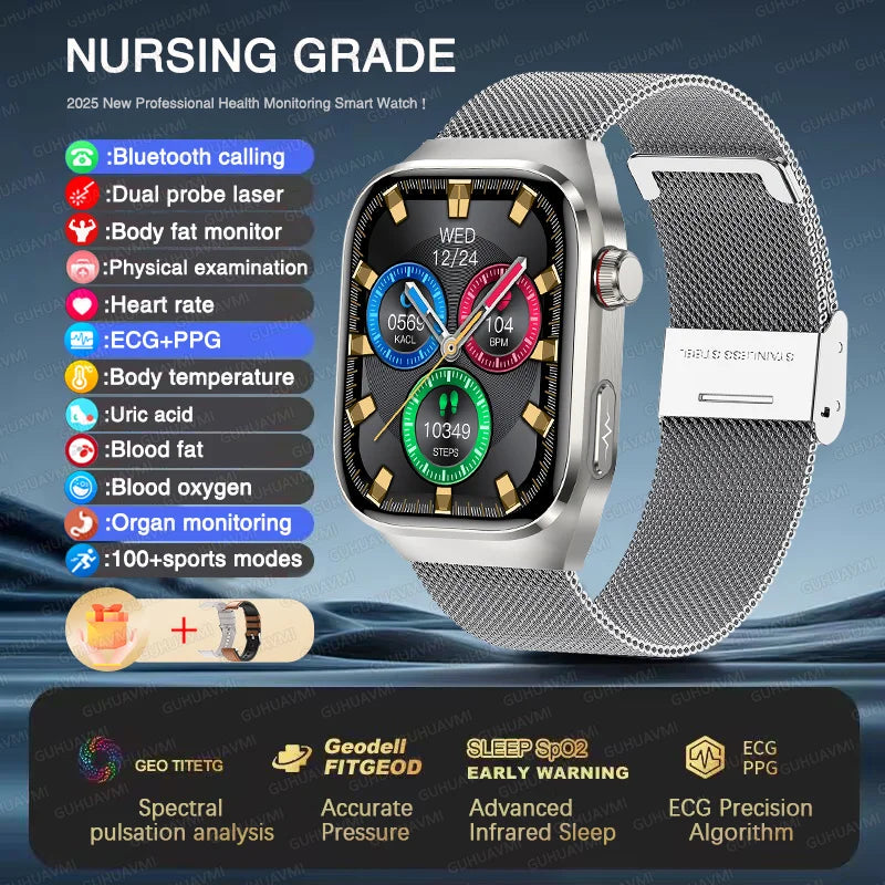 Nouveau ECG examen physique orgue santé Smartwatch hommes pression artérielle acide uricique graisse corporelle montres Bluetooth appel mme montre intelligente