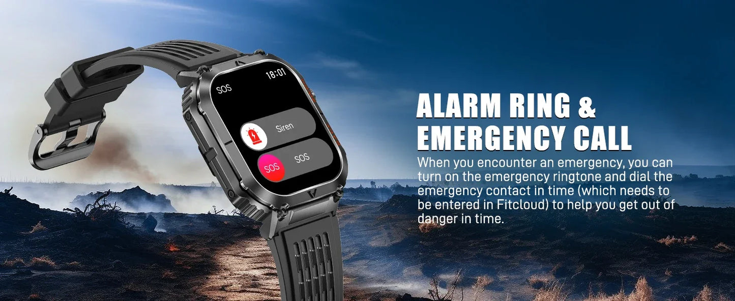 EIGIIS nouveaux hommes montre 5ATM étanche fréquence cardiaque pression artérielle moniteur d'oxymétrie 2.02 ''TFT HD avec boussole 100 + Mode sport EW5