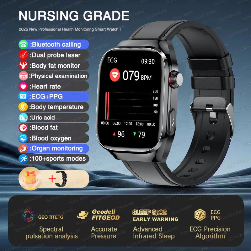 Nouveau ECG examen physique orgue santé Smartwatch hommes pression artérielle acide uricique graisse corporelle montres Bluetooth appel mme montre intelligente