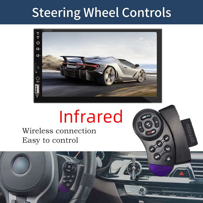 7 "autoradio 1 Din Carplay Android Auto lecteur multimédia HD écran tactile FM AUX entrée Bluetooth MirrorLink Autoradio universelle