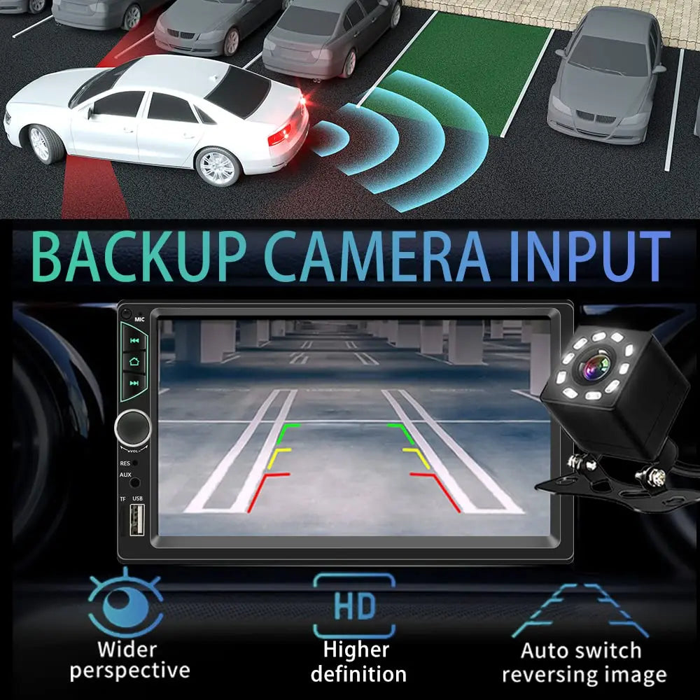Autoradio à écran tactile HD, lecteur vidéo de voiture, CarPlay sans fil, Android Auto, caméra arrière Bluetooth, 2 Din, haute qualité, 7 pouces