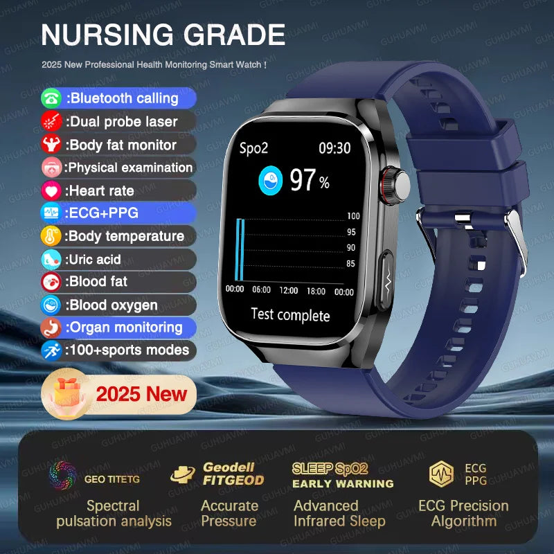 Nouveau ECG examen physique orgue santé Smartwatch hommes pression artérielle acide uricique graisse corporelle montres Bluetooth appel mme montre intelligente