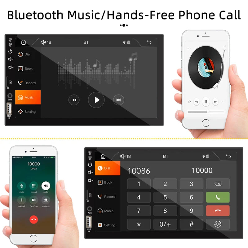 7 "autoradio 1 Din Carplay Android Auto lecteur multimédia HD écran tactile FM AUX entrée Bluetooth MirrorLink Autoradio universelle
