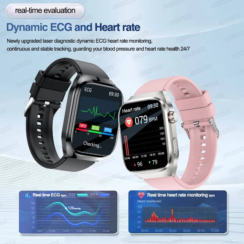 Nouveau ECG examen physique orgue santé Smartwatch hommes pression artérielle acide uricique graisse corporelle montres Bluetooth appel mme montre intelligente
