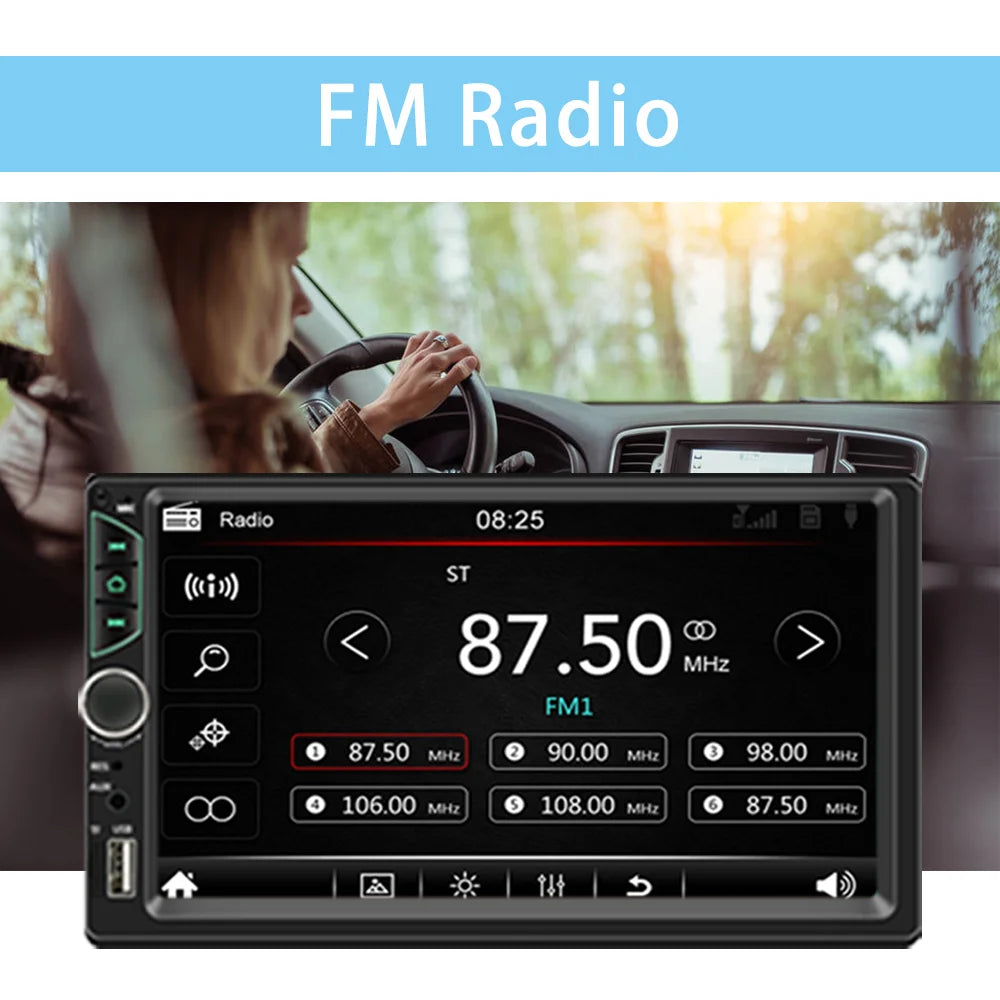 Autoradio à écran tactile HD, lecteur vidéo de voiture, CarPlay sans fil, Android Auto, caméra arrière Bluetooth, 2 Din, haute qualité, 7 pouces