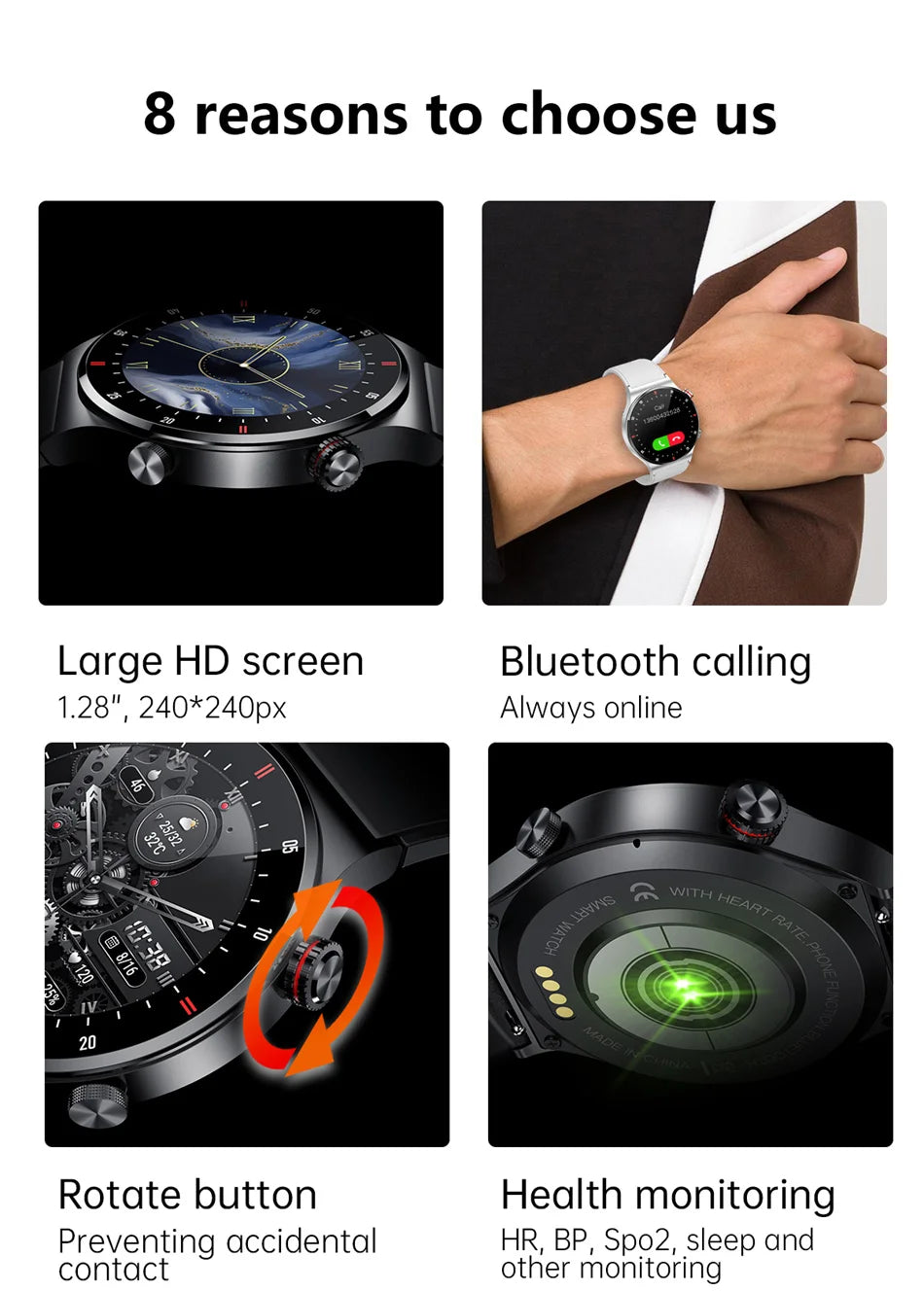 NFC Bluetooth appel montre intelligente hommes AOMLED390 * 390 HD couleur écran bouton de Rotation Fitness Tracker IP68 étanche SmartWatch hommes