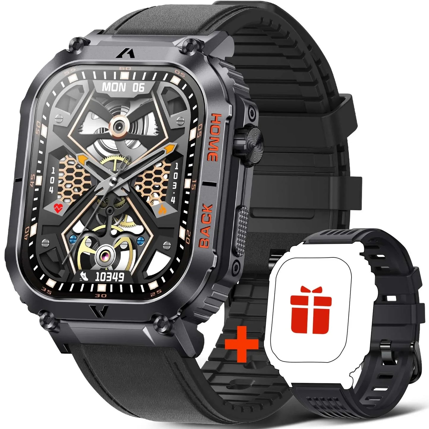 EIGIIS nouveaux hommes montre 5ATM étanche fréquence cardiaque pression artérielle moniteur d'oxymétrie 2.02 ''TFT HD avec boussole 100 + Mode sport EW5