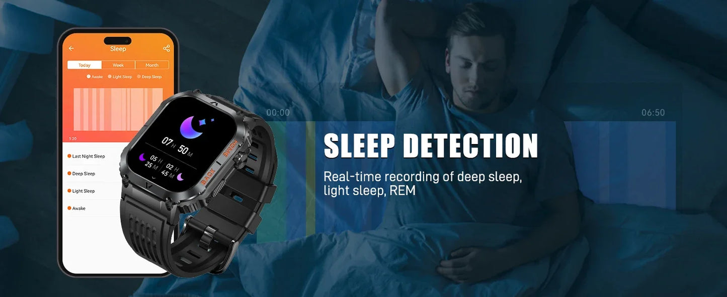 EIGIIS nouveaux hommes montre 5ATM étanche fréquence cardiaque pression artérielle moniteur d'oxymétrie 2.02 ''TFT HD avec boussole 100 + Mode sport EW5