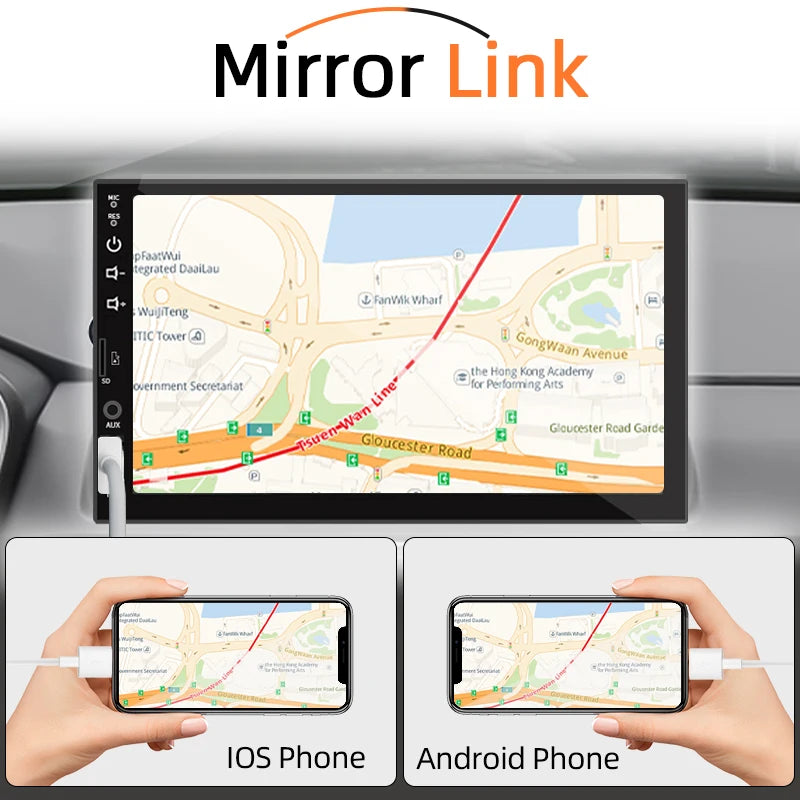 7 "autoradio 1 Din Carplay Android Auto lecteur multimédia HD écran tactile FM AUX entrée Bluetooth MirrorLink Autoradio universelle