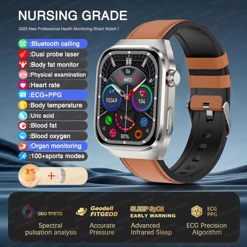Nouveau ECG examen physique orgue santé Smartwatch hommes pression artérielle acide uricique graisse corporelle montres Bluetooth appel mme montre intelligente