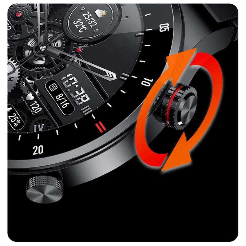 NFC Bluetooth appel montre intelligente hommes AOMLED390 * 390 HD couleur écran bouton de Rotation Fitness Tracker IP68 étanche SmartWatch hommes
