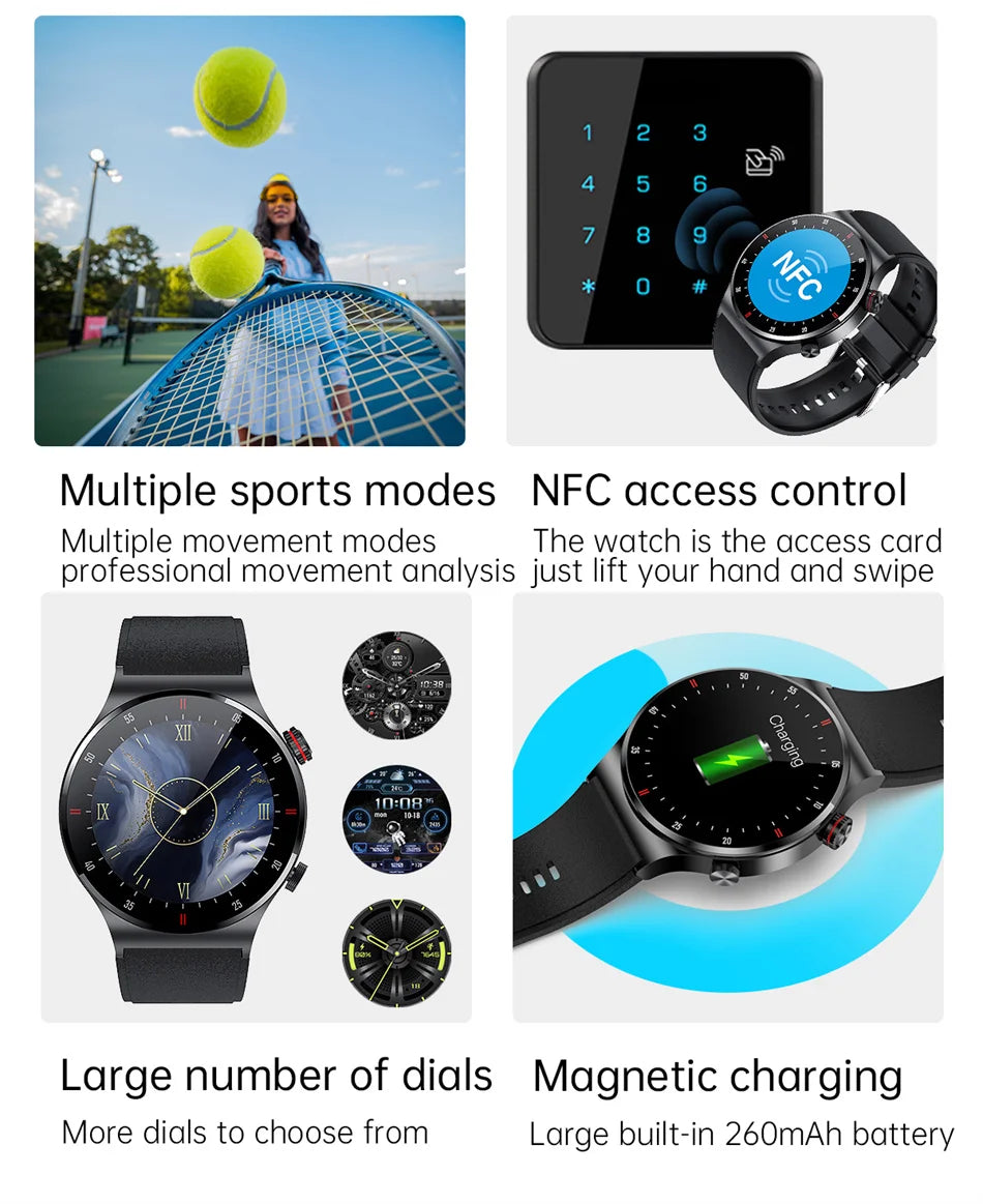 NFC Bluetooth appel montre intelligente hommes AOMLED390 * 390 HD couleur écran bouton de Rotation Fitness Tracker IP68 étanche SmartWatch hommes