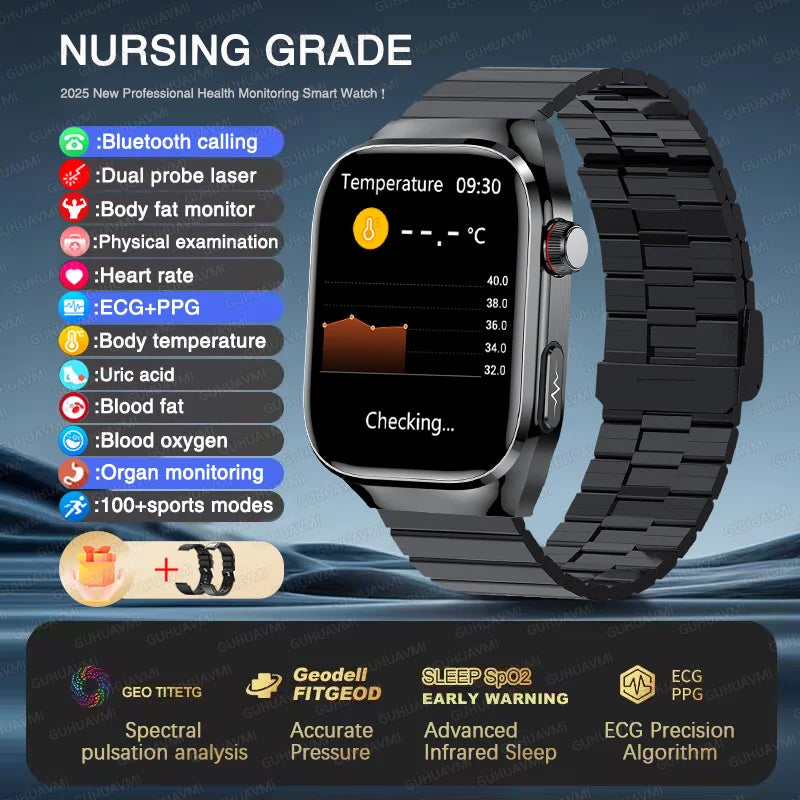 Nouveau ECG examen physique orgue santé Smartwatch hommes pression artérielle acide uricique graisse corporelle montres Bluetooth appel mme montre intelligente