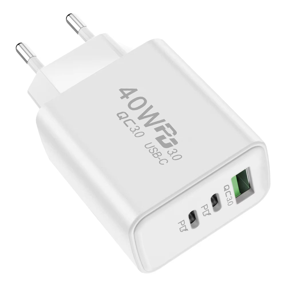 60W Phone Charging PD Fast Charging USB QC3.0 Multiple 3 Ports Type C Plug Mobile Phone Adapt for Xiaomi High Speed Wall Charger